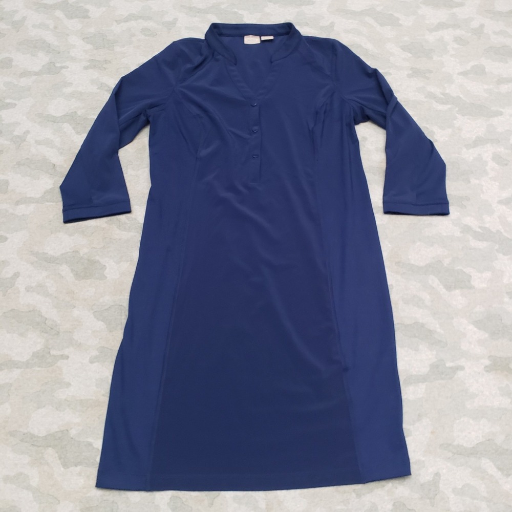 Chico's Zenergy Dress Womens 0 Blue Button Long Sleeveβ